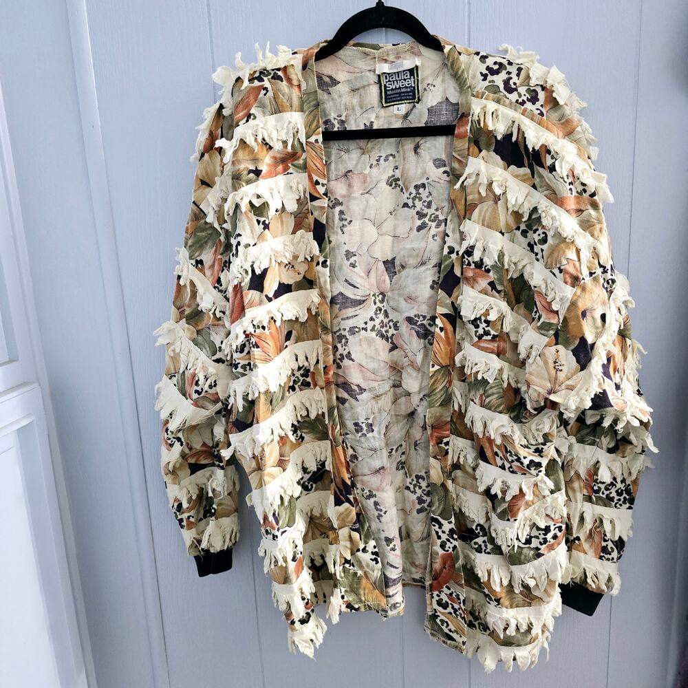 Paula Sweet Muslin Mink Jacket Size L – Fringe, Artwear, Boho, Statement